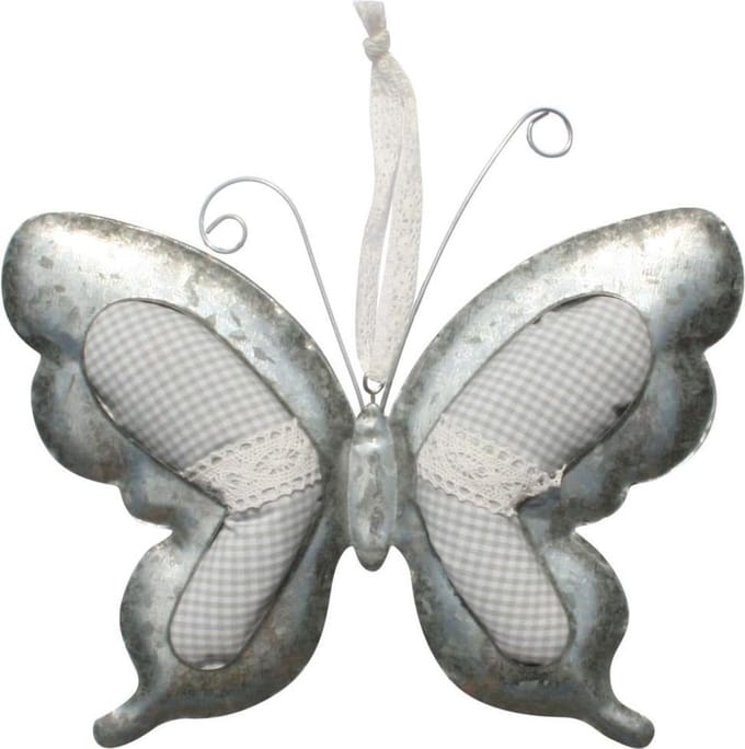BMPdesign Vlinder van aluminium met stof (21 cm)
