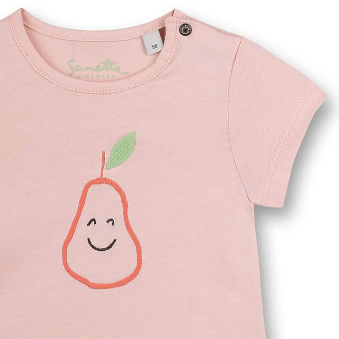 Sanetta T-shirt korte mouw ronde hals drukknoopsluiting print