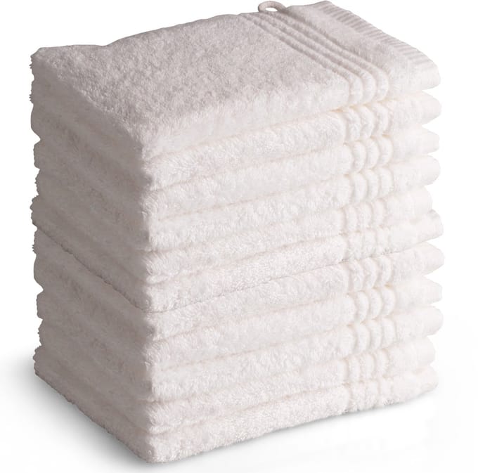 OUTLET BADTEXTIEL - set van 12 - Washandjes 16x21 cm - wit