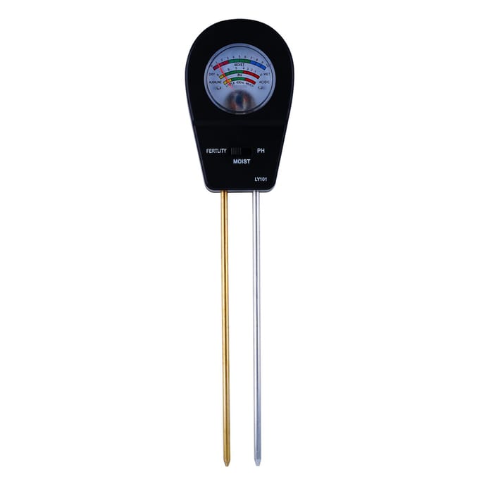 Test de sol 3 en 1, testeur d'humidité PH, testeur de fertilité, outil de surveillance du sol pour plantes et fleurs de jardin bleu