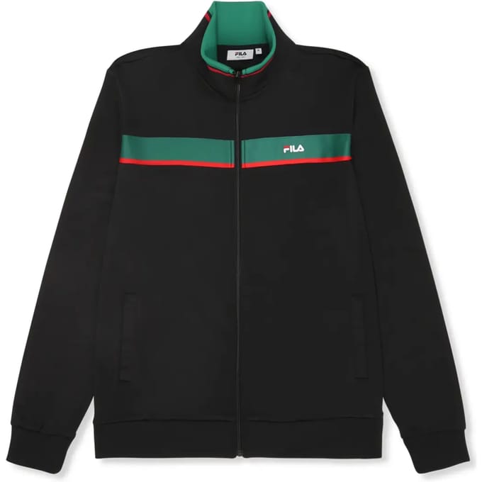 FILA Sagano Regular Taped Track Jacket Black Größe: M | Sportjacken Outlet | Herren | Schwarz