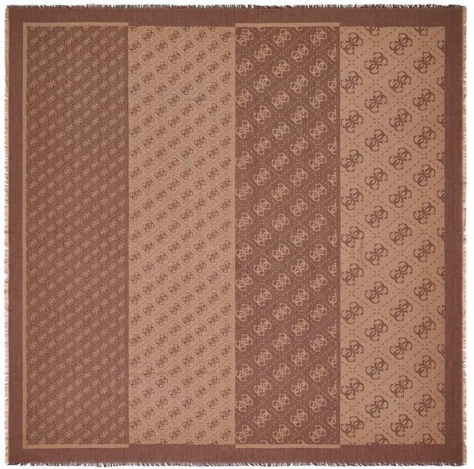 GUESS sjaal Lindsey Jacquard Kefiah 120X120 Brown Logo bruine