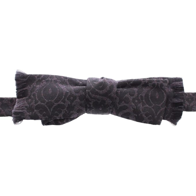 Dolce & Gabbana Grijs Zwart Wol Zijde Strikje