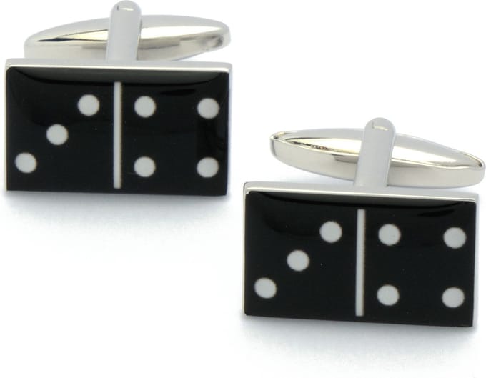 Manchetknopen - Domino Steentjes Zwart met Witte Stippen