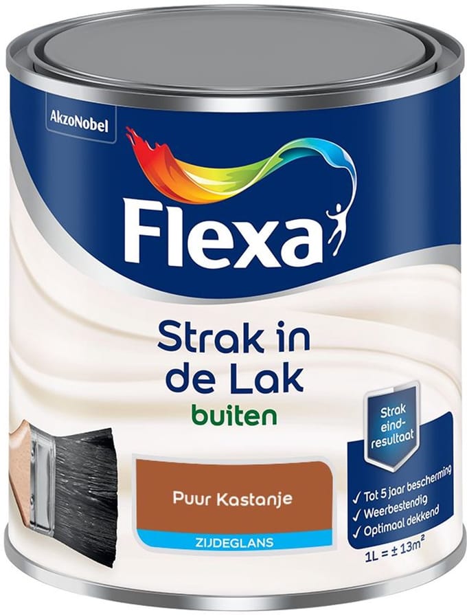 Flexa - Strak In De Lak Buitenlak Zijdeglans - Puur Kastanje - Mengverf - 1 L