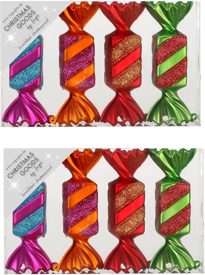 Christmas goods Kersthangers - 8x - snoepjes - gekleurd - 10.5 cm - kerstversiering