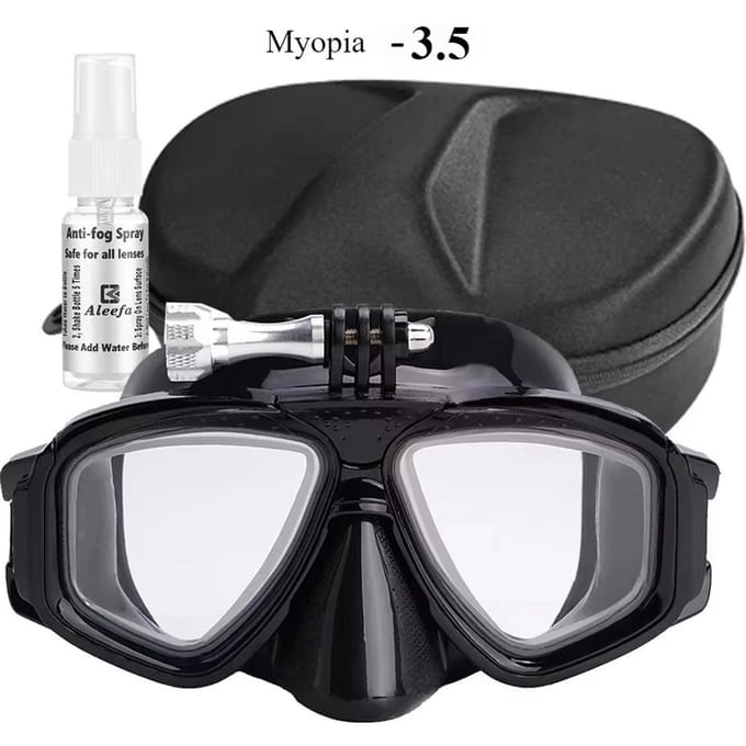 Masque de plongée sous-marine avec support GoPro Lentille trempée Lunettes de plongée et de natation Bande élastique élastique Boîte cadeau