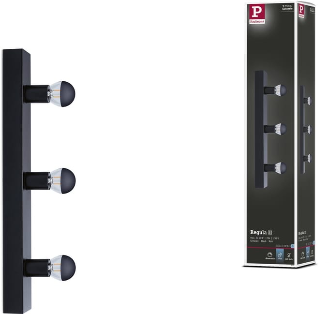 LED-spiegellamp Regula II IP44 E14 230V max. 3x40W dimbaar Zwart
