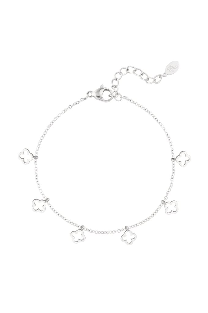 Armband - Bracelet 6 clovers - silver -Zilver -cadeautje - Yehwang - kerst - sint