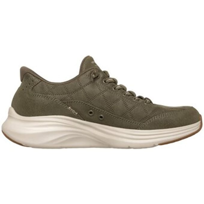Skechers Contour Foam - Loose Fit Ease Leer/Polyester Dames Olijfgroene Sneakers