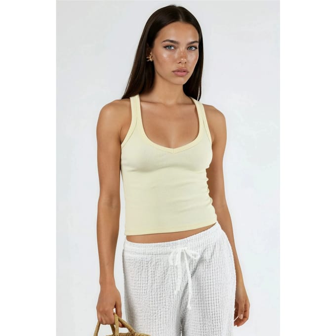 V-hals Ribbels Viscose Mix Tanktop