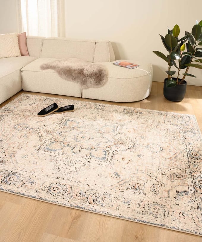 Vintage vloerkleed - Fancy Classic crème/beige 80x150