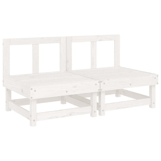 vidaXL - Middenbanken - met - kussens - 2 - st - massief - grenenhout - wit