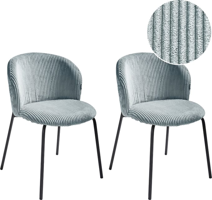 MILES - Eetkamerstoel set van 2 - Lichtblauw - Corduroy