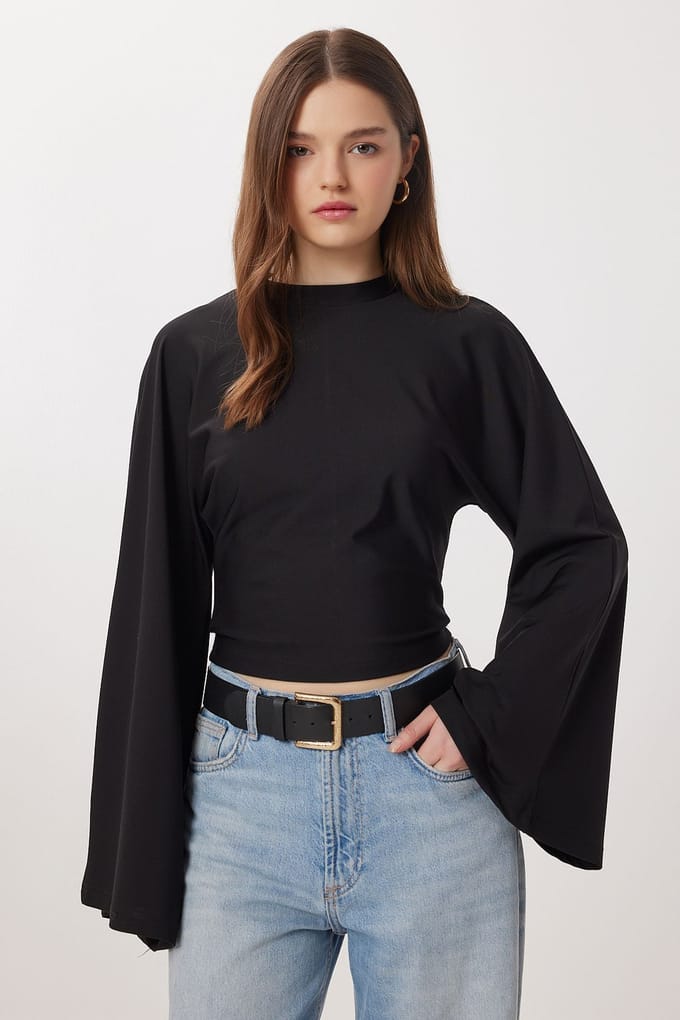 Ronde Hals Lange Mouwen Blouse
