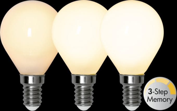 3 standen - Kogellamp - E14 - 4W - Extra Warm Wit - 2700K - Opaal