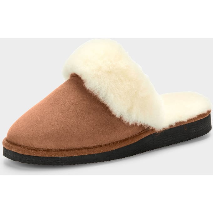 Pantoffels van lamsvacht - bruin - Gr. 37 van Goldner Fashion