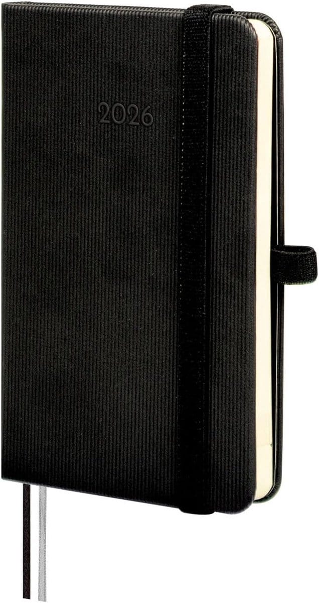 Weekplanner 2026 Hardcover Minimalistisch Zwart Met Elastiek