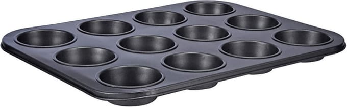 Zwarte Bakvorm - 12 muffins - 36 x 28 x 3 cm