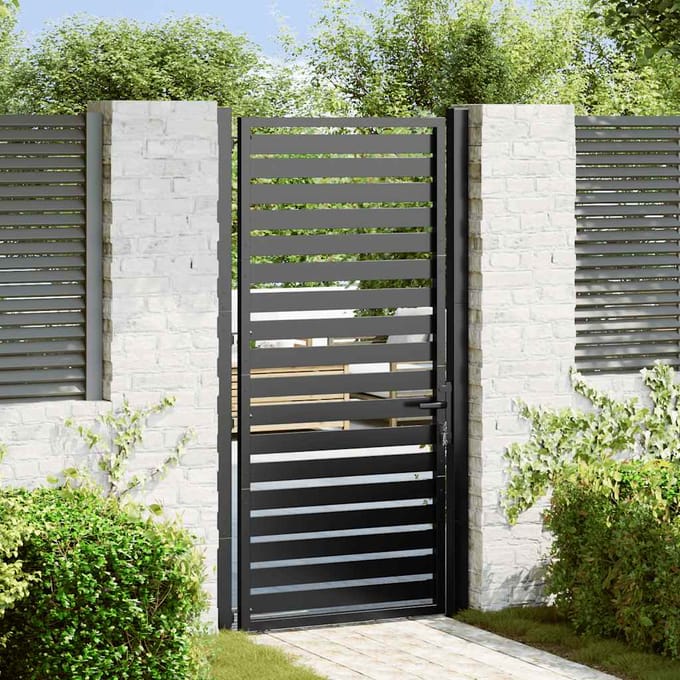 vidaXL - Tuinhek - afsluitbaar - 100x180 - cm - aluminium - zwart