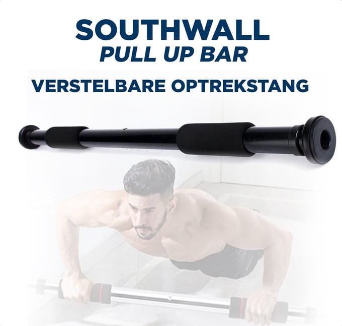 SOUTHWALL Pull Up Bar – Optrekstang Deur – Pull Up Bar Station – Verstelbare Optrekstang Deurpost – 60 tot 100 cm – Fitness Thuis – Krachttraining – Chin Up Bar – Uitschuifbare Pull Up Stang – Deurrekstok – Zwart