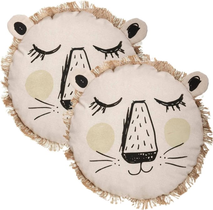 Atmosphera Dieren sierkussen - 2x - kinderkamer - leeuw - 38 cm - polyester