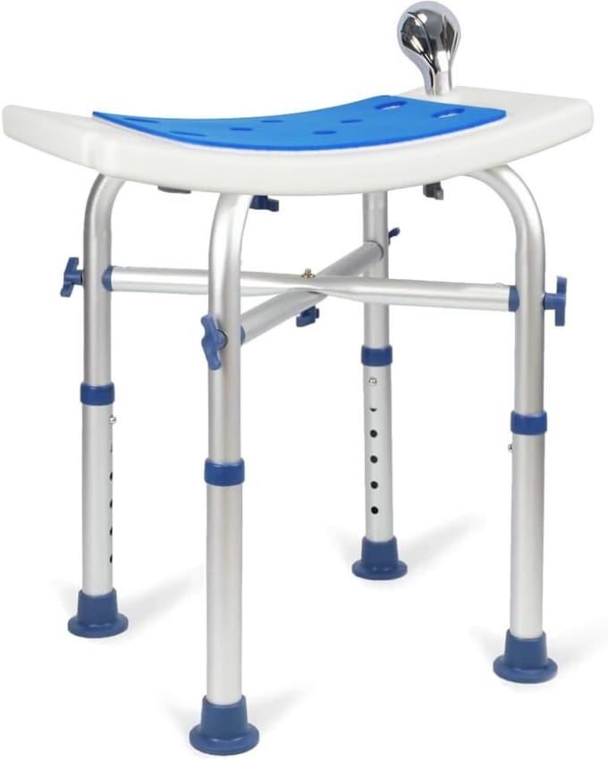 ApexArte® Douchekruk Inklapbaar - Douchestoel - Wit met Blauw