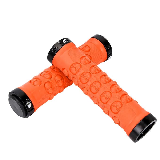 Poignées Antidérapantes de Guidon de Vélo de Cyclisme Verrouillables Poignées de Guidon de VTT Orange orange