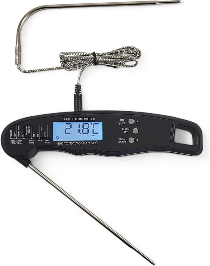 Keukenthermometer met Draad – Digitale BBQ thermometer - Vleesthermometer keuken - Kernthermometer - Temperatuur range -50 °C tot 300°C - Qwality®