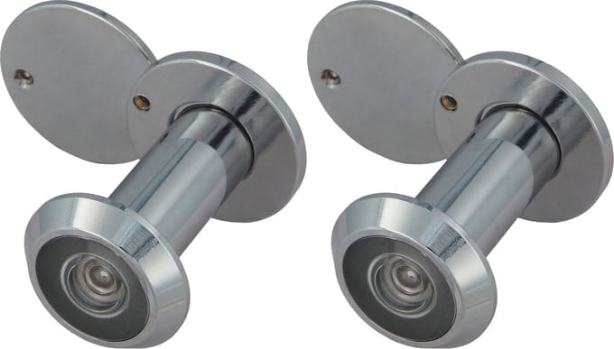 2x amig deurspion - messing - verchroomd - 160° zicht - voor deuren 35-60 mm