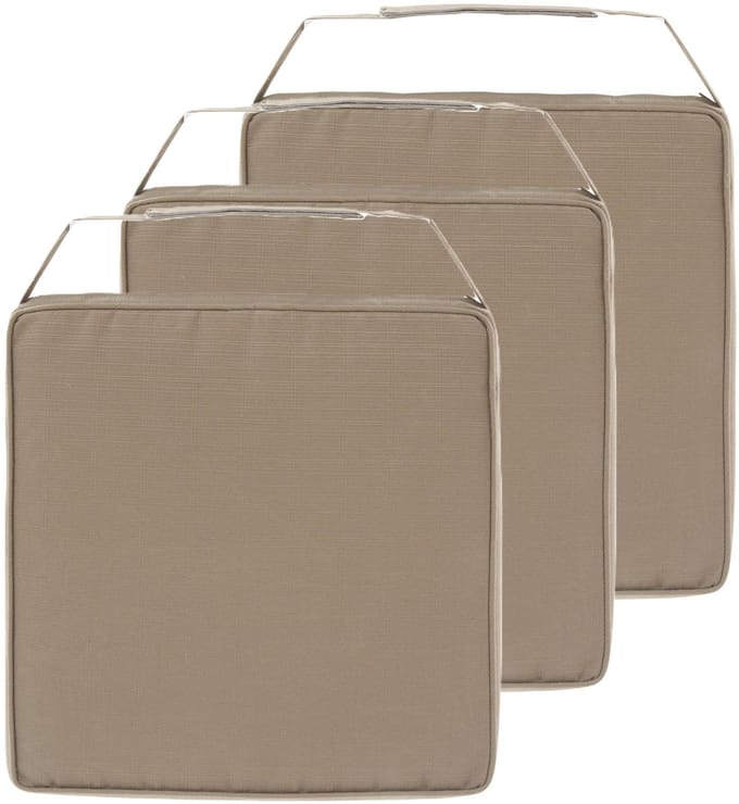 Hespiride Stoelkussen Gerona - 3x - 40 x 40 cm - lichtbruin - vierkant - polyester - tuinkussen - buiten