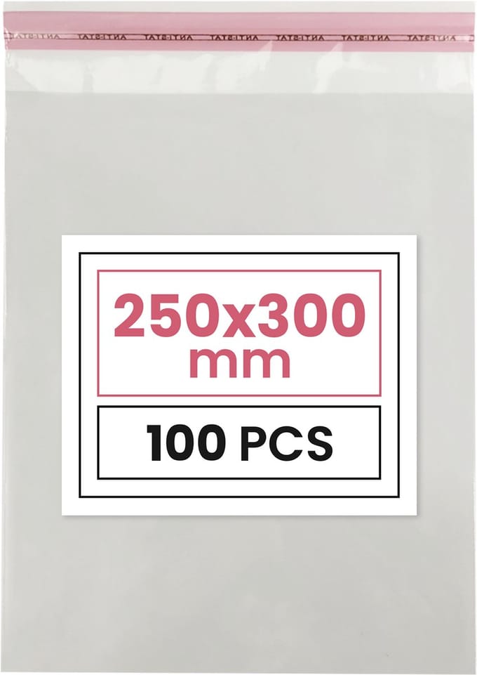 Plastic zakjes met plakstrim - 25x30 cm - transparant - 100 zakken