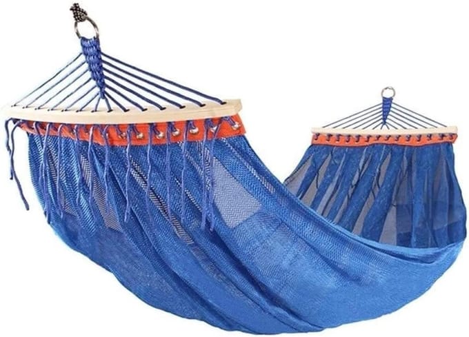 Hangmat Dubbel - Schommel Bed - Ontspannen Buiten - Ademend Ijsgaas - 200x150cm - Blauw