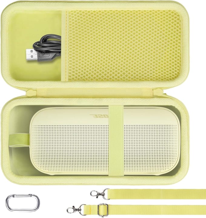 Duurzame Hard Travel Case voor Bluetooth Speaker - Geschikt voor Bose Soundlink Max/Flex - Citro Geel, Modern Ontwerp