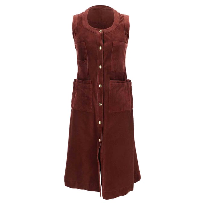 Acne Studios mouwloze midi-jurk met knoopsluiting in bordeauxrood corduroy