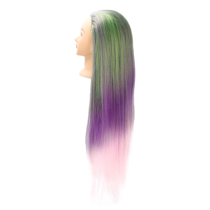 Groen Paars Pruik Haar Mannequin Hoofd Kapselstyling Training Vlechten Pophoofd met Klem beige