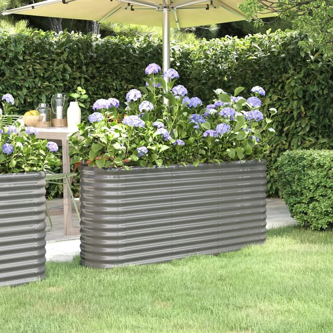 vidaXL - Plantenbak - 152x40x68 - cm - gegalvaniseerd - staal - grijs