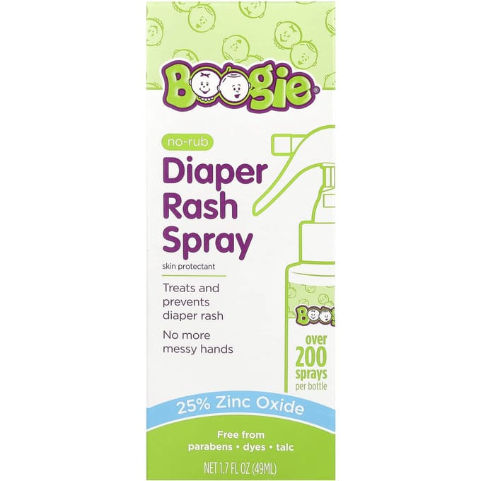 Boogie Wipes, Anti-Schuur Luieruitslag Spray, Geurvrij, 1,7 fl oz (49 ml) beige