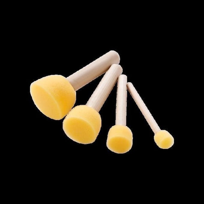 Spons Sticks Geel schilderen knutselen set van 4 voor kinderen.