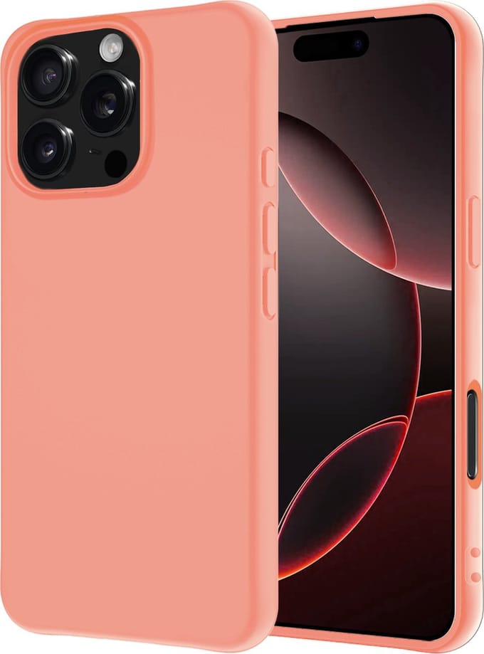 Hoesje - Geschikt voor Apple iPhone 16 Pro - Sterk & Shockproof - Hoes Cover - Siliconen Case - Perzik
