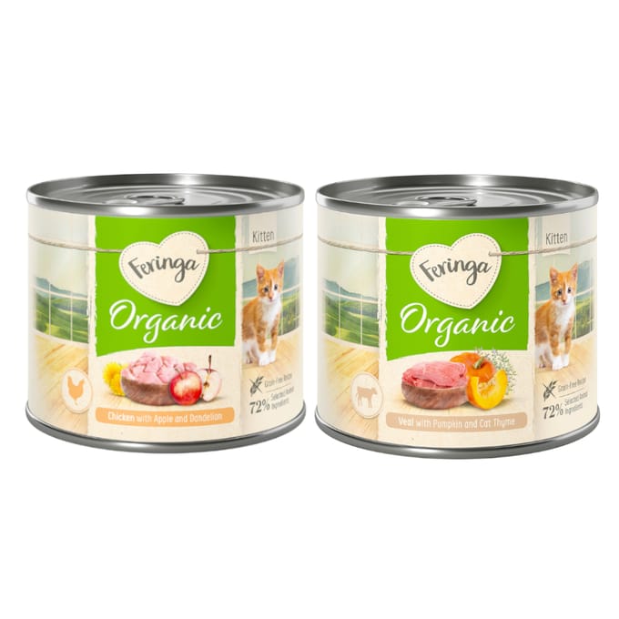 6x200g Organic Gemengd Pakket 2 soorten Feringa Natvoer Katten
