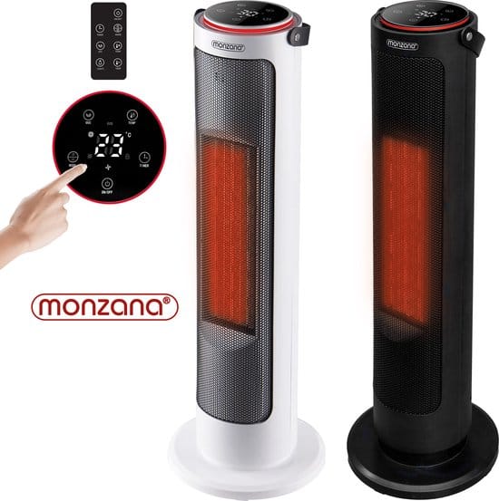 Monzana Keramische Ventilatorkachel 2000W - 4 Standen 15-35°C – Wit