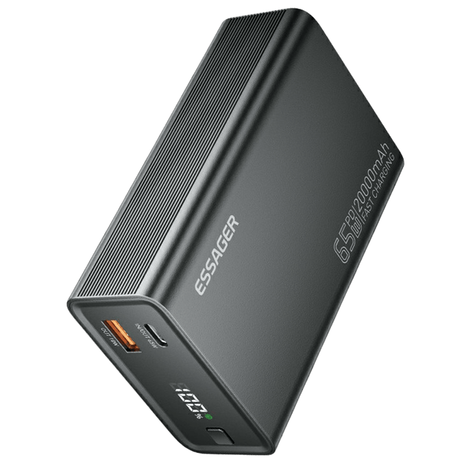 Essager 20.000mAh 65W PD Powerbank Zwart 20.000 mAh