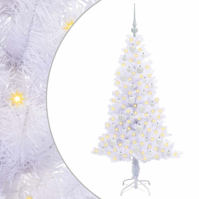 vidaXL - Kunstkerstboom - met - 150 - LED - Wit - 150 - cm - PVC - en - Staal