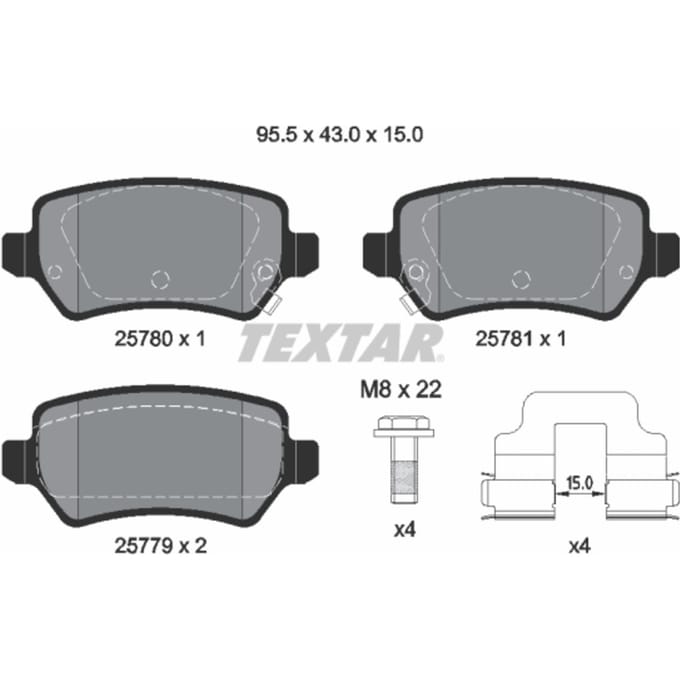Remblokset TEXTAR 2578001, achter