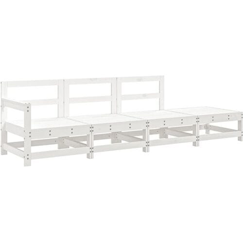 vidaXL - 4-delige - Loungeset - massief - grenenhout - wit