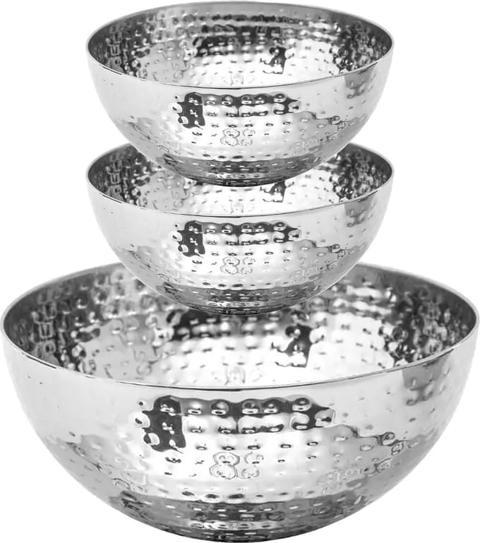 Secret de Gourmet voedsel serveerschalen - Set 7x - RVS - D29/D13 cm