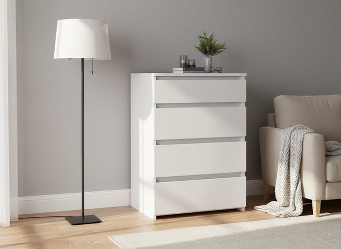 Meubel Square - Ladekast Kastivo 4L met 4 Lades - Wit - 60cm - Commode - Kast