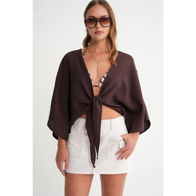 Textuur V-hals Bolero Blouse