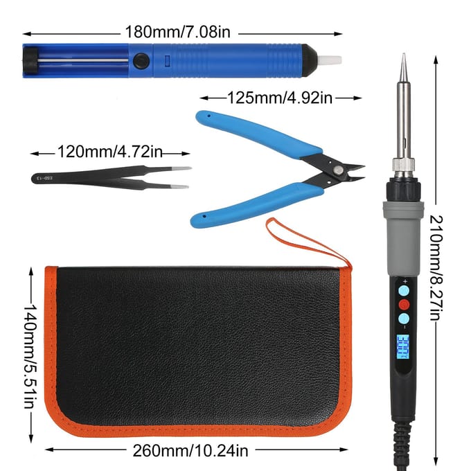 Soldeerbout met digitaal display van 90 W, programmeerbare digitale temperatuuraanpassing, automatische slaapstand UK Plug veelkleurig